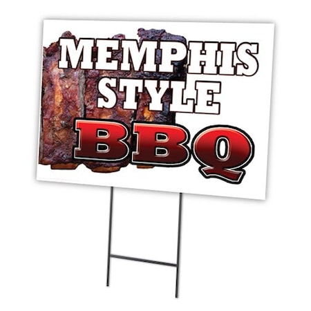 Signmission Memphis Style Bbq Yard Sign & Stake outdoor plastic coroplast window, C-1824-DS-Memphis Style BBQ C-1824-DS-Memphis Style BBQ